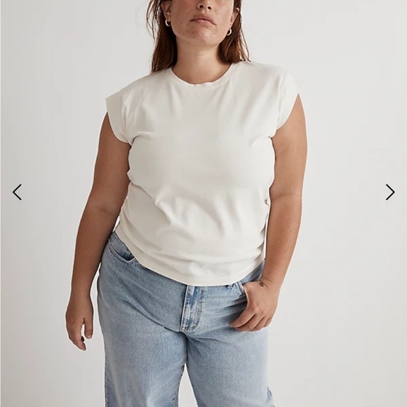 Madewell Tops - Madewell Cream Side Cinched Muscle Tank Tee Plus Size 1X